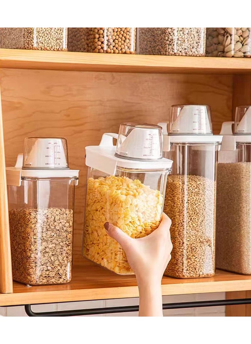 Generic 3PCS Airtight Dry Food Storage Container Pour Spout and Sealing Buckle Food Dispenser Food Storage Box with Measuring Cup Rice Storage Box Kitchen Cabinet Organizer Food Container (2300ML)  - Image 4