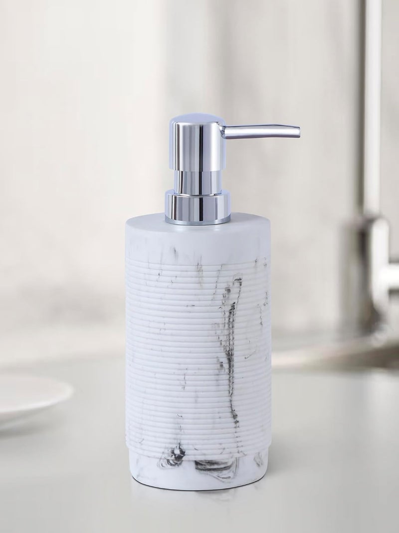 Obsessions Obsessions Soap & Lotion Dispenser, Polyresin, Ideal for Bathroom, Kitchen Vanity 320ml, Marble - Image 1