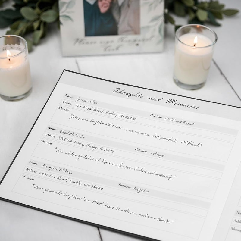 Sumheart Funeral Guest Book - Celebration of Life Guest Book with Rollerball Pen for Memorial Service - Funeral Memory Sign in Books for Over 300+ Guests - Funeral Decorations with In Loving Memory Table Sign - Image 2