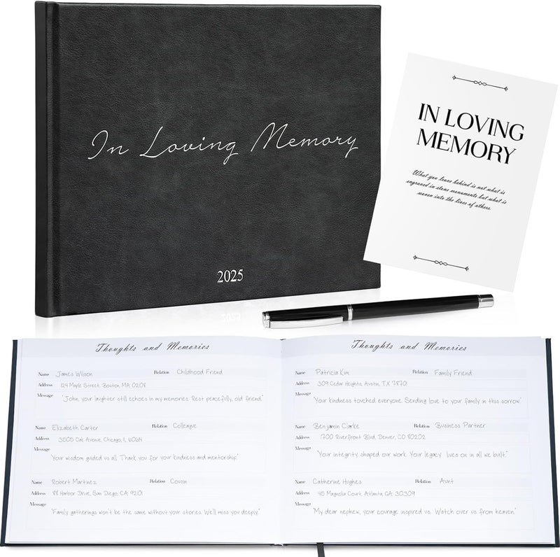 Sumheart Funeral Guest Book - Celebration of Life Guest Book with Rollerball Pen for Memorial Service - Funeral Memory Sign in Books for Over 300+ Guests - Funeral Decorations with In Loving Memory Table Sign - Image 1