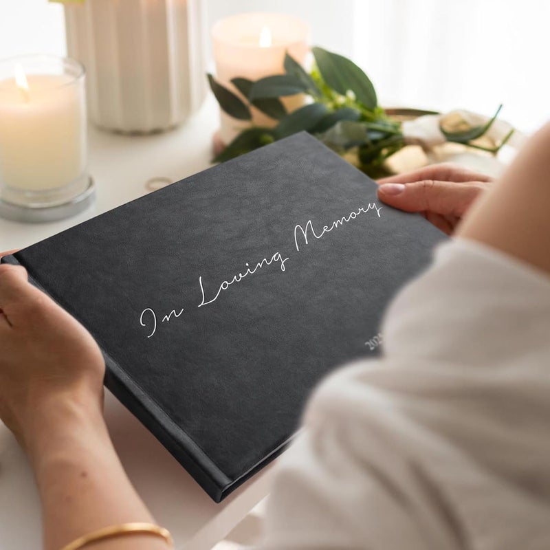 Sumheart Funeral Guest Book - Celebration of Life Guest Book with Rollerball Pen for Memorial Service - Funeral Memory Sign in Books for Over 300+ Guests - Funeral Decorations with In Loving Memory Table Sign - Image 3