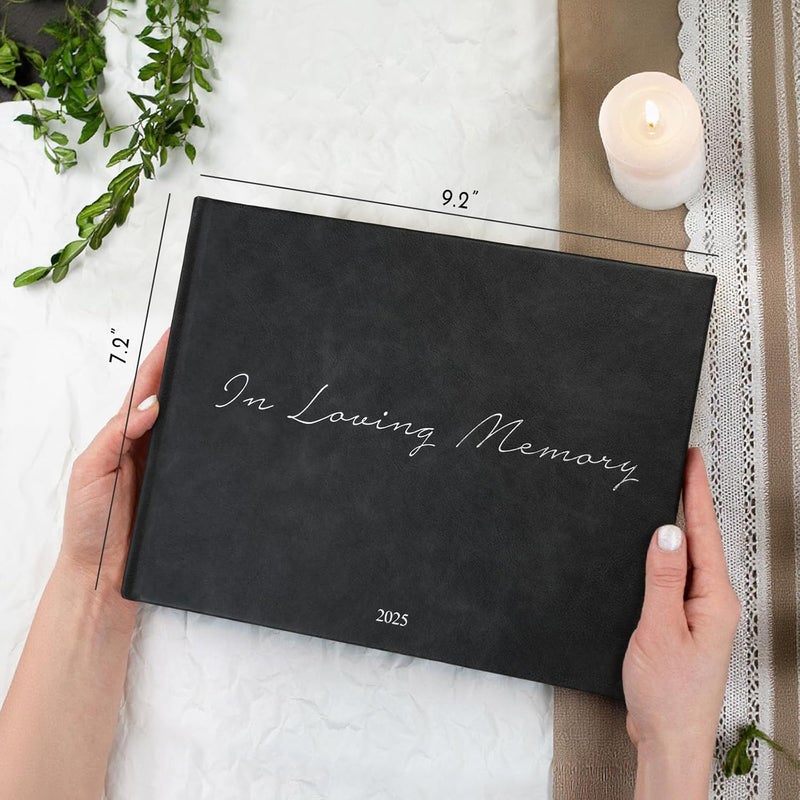 Sumheart Funeral Guest Book - Celebration of Life Guest Book with Rollerball Pen for Memorial Service - Funeral Memory Sign in Books for Over 300+ Guests - Funeral Decorations with In Loving Memory Table Sign - Image 5