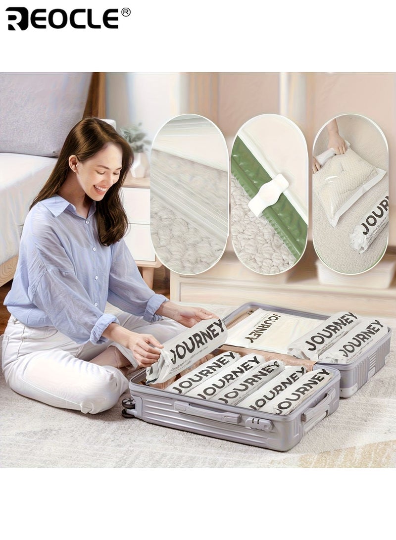 REOCLE 6pcs Hand-Rolled Travel Vacuum Storage Bags No Pump Needed Space-Saving Compression Organizer for Clothes Towels Socks Multiple Sizes - Image 5