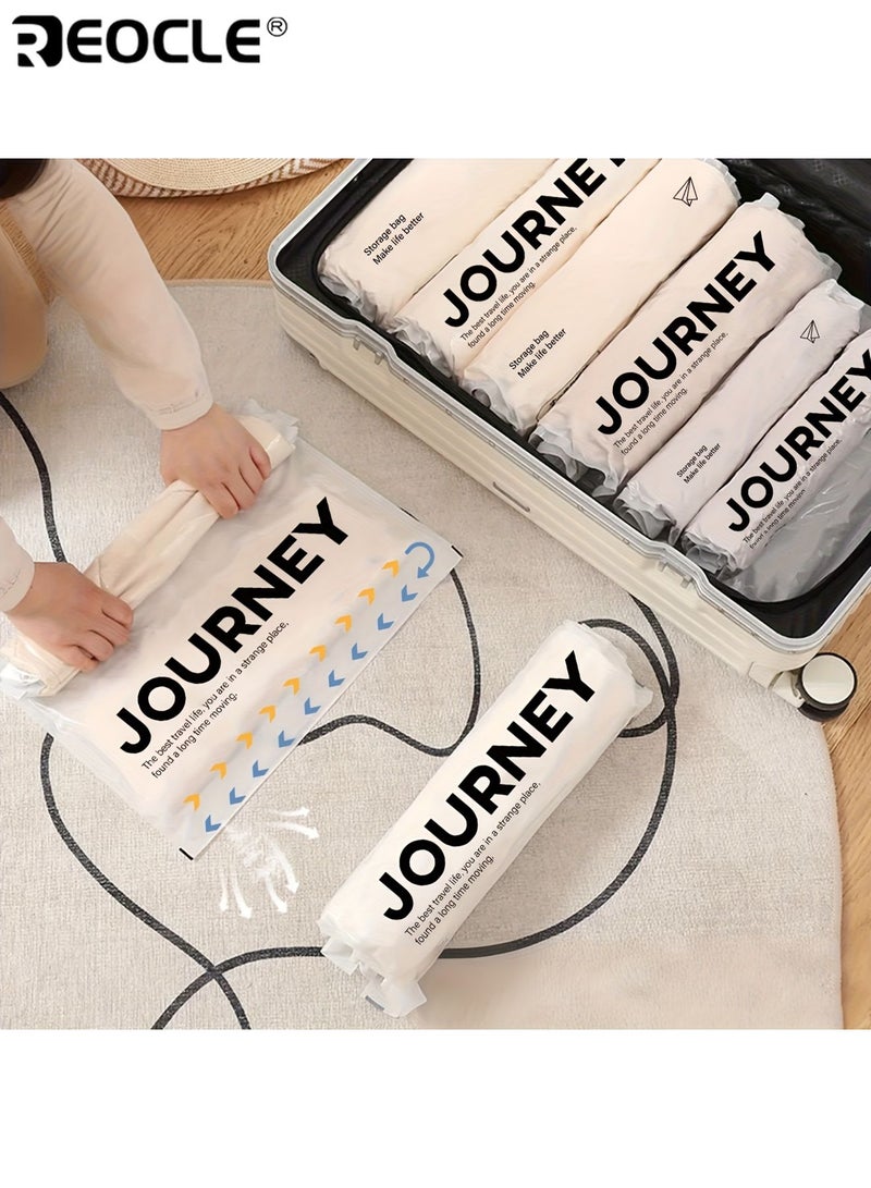 REOCLE 6pcs Hand-Rolled Travel Vacuum Storage Bags No Pump Needed Space-Saving Compression Organizer for Clothes Towels Socks Multiple Sizes - Image 2