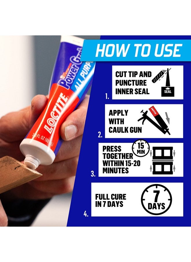 Loctite Loctite Power Grab Express Construction Adhesive, ultimate strength, 0 second grab, high tack adhesive, No-nails and screws, no clamping, DIY, no mixing, metal, tiles, wood, concrete 6 FL OZ 177ml  - Image 4