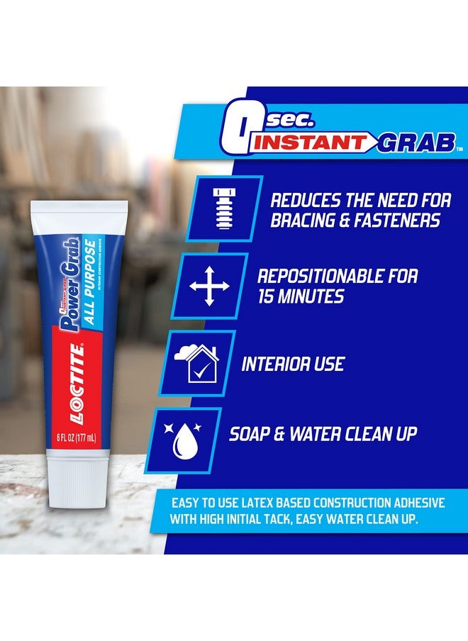 Loctite Loctite Power Grab Express Construction Adhesive, ultimate strength, 0 second grab, high tack adhesive, No-nails and screws, no clamping, DIY, no mixing, metal, tiles, wood, concrete 6 FL OZ 177ml  - Image 3