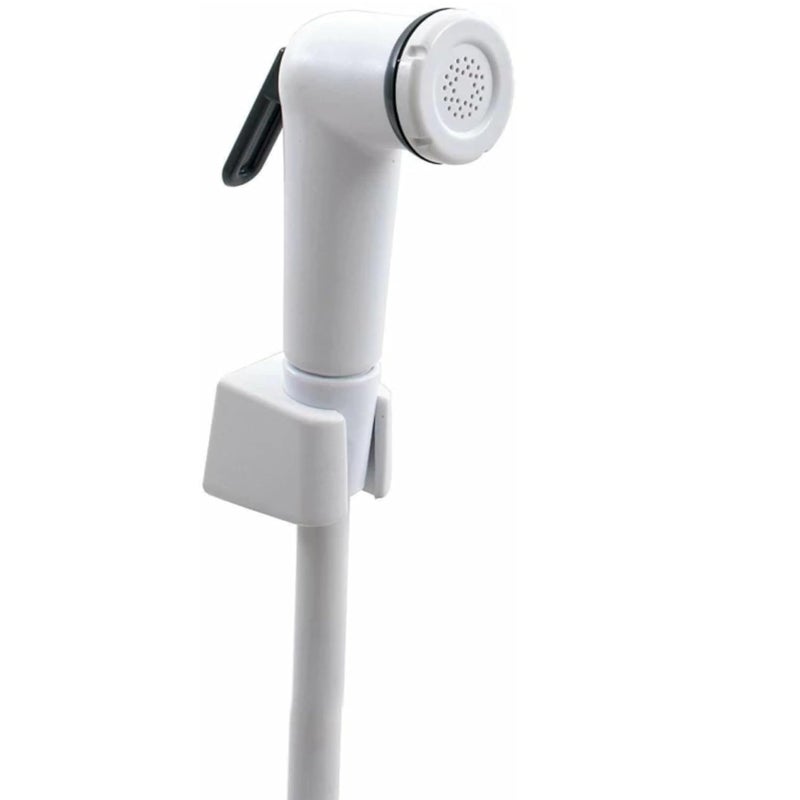 CITIPRO Citipro Black Ring PVC White Health Faucet Toilet Jet Spray Health Faucet with 1 m Flexible Hose and Wall Bracket White Large - Image 1