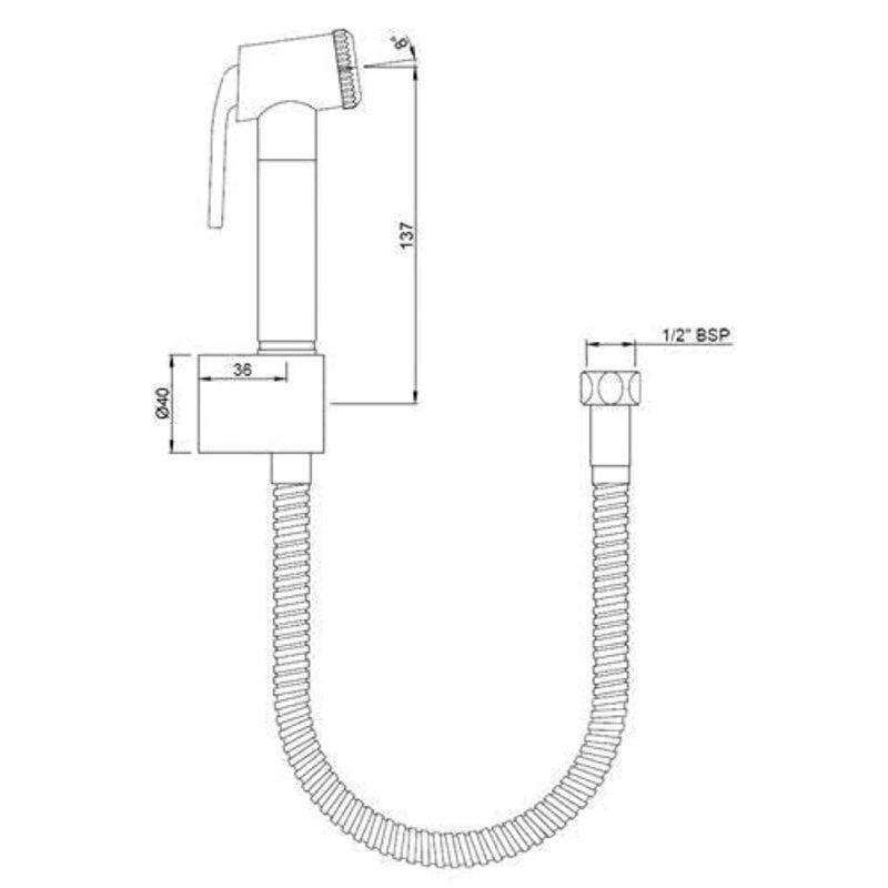 CITIPRO Citipro Black Ring PVC White Health Faucet Toilet Jet Spray Health Faucet with 1 m Flexible Hose and Wall Bracket White Large - Image 4