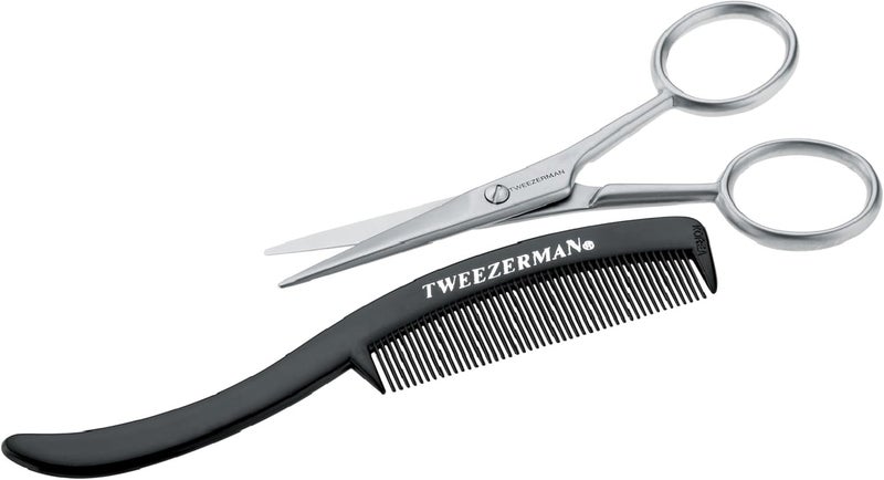 Tweezerman GEAR For Men Moustache Scissors and Comb - Image 1