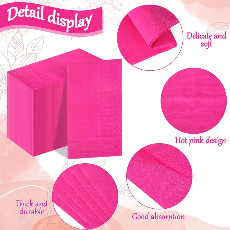 Whaline مناديل ضيوف وردية ساخنة 50 قطعة من وايلين - Image 3