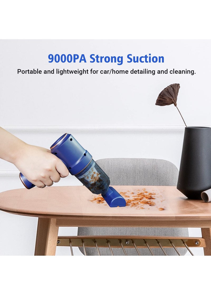SYOSI Car Vacuum Cleaner Cordless, Handheld Vacuum&Air Duster, 9000PA Suction 120W High Power Wet/Dry Use Portable Vacuum Cleaner with Multi-nozzles and Floor Brush for Vehicle/Home/Office, Pet Hair - Image 4