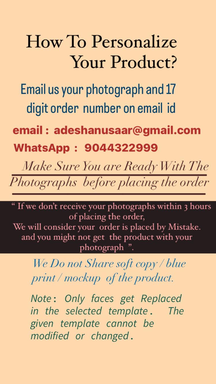 Adesh Anusaar هدية كاريكاتير مخصصة للعائلة | 3 صور مخصصة | 10 بوصة قاعدة خلفية للعرض على الطاولة والديكور الجدار - Image 2