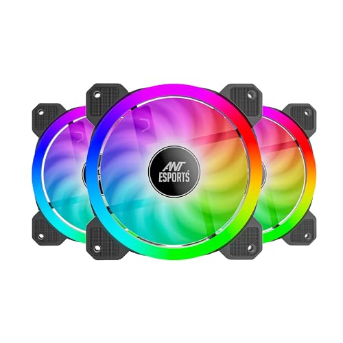 Ant Esports Superflow 120mm 3 IN 1 ARGB Three Dual-Sided ARGB ring light PWM Case Fan Kit - Black, 45.3 CFM Airflow, 1500 RPM - Image 1