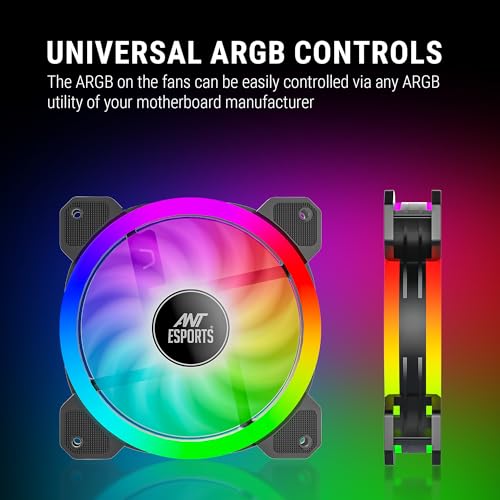 Ant Esports Superflow 120mm 3 IN 1 ARGB Three Dual-Sided ARGB ring light PWM Case Fan Kit - Black, 45.3 CFM Airflow, 1500 RPM - Image 3