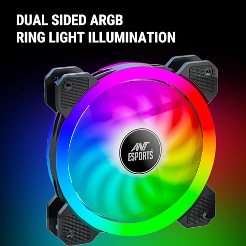 Ant Esports Superflow 120mm 3 IN 1 ARGB Three Dual-Sided ARGB ring light PWM Case Fan Kit - Black, 45.3 CFM Airflow, 1500 RPM - Image 5