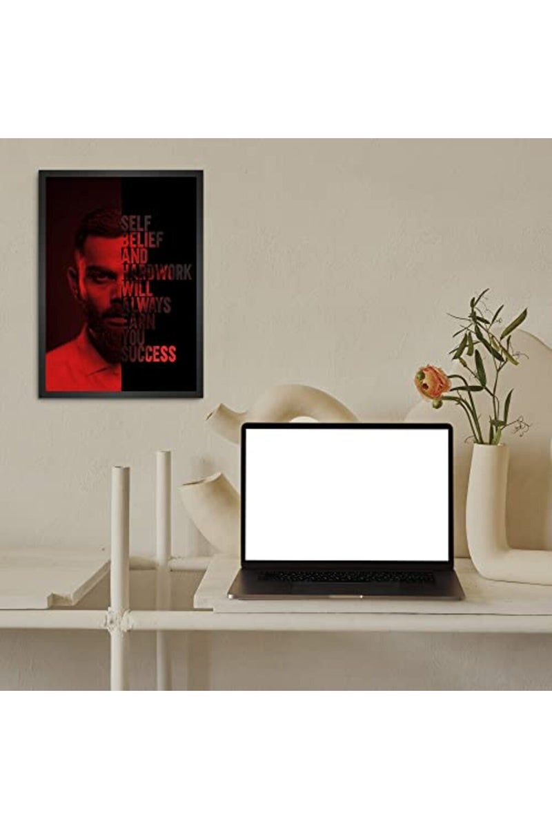 LAMRON Virat Kohli Success Quote Wall Art Framed Poster - Image 2