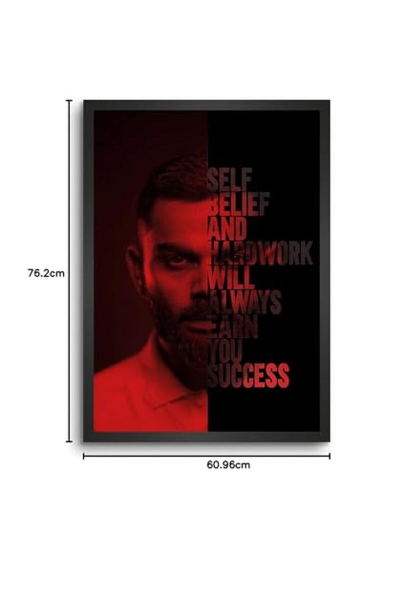 LAMRON Virat Kohli Success Quote Wall Art Framed Poster - Image 3