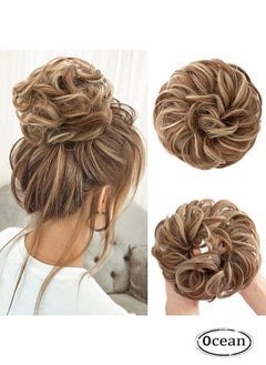 Curly Human Hair Bun Real Updo Hairpieces Stretchy Scrunchies Elegant Chignon with Elastic Rubber Band Hair Accessory for Women 1PC (Brown & Blonde) - pzsku/Z2BBEEDE32B322DF65FD1Z/45/_/1721985780/56de44e4-12e1-435f-993f-00553402a80b