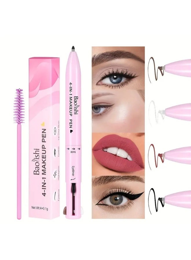 Generic 4-in-1 Makeup Pen | Eyebrow Pencil, Highlighter, Lip Liner & Eyeliner All-in-One for All Skin Types Cooling Effect Perfect Gift for Beginners - Image 1