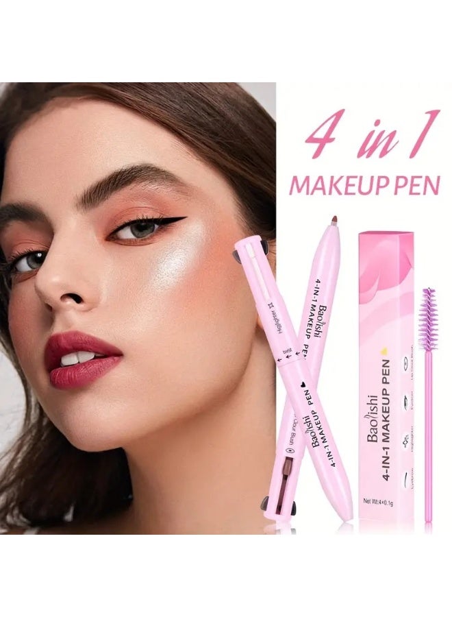Generic 4-in-1 Makeup Pen | Eyebrow Pencil, Highlighter, Lip Liner & Eyeliner All-in-One for All Skin Types Cooling Effect Perfect Gift for Beginners - Image 2