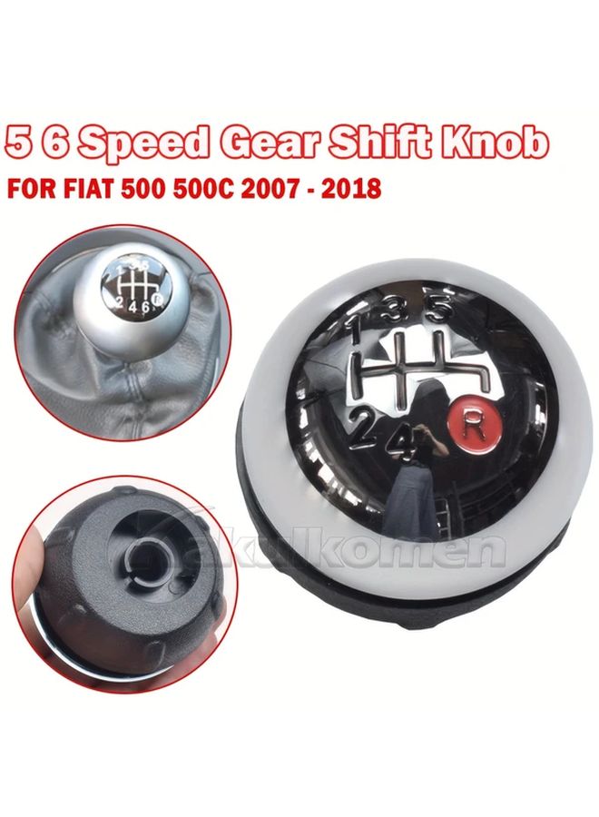 Manual Gear Shift Knob 5 Speed Silvery For Fiat 500 500c 2007 2018 Car Accessory - Image 3