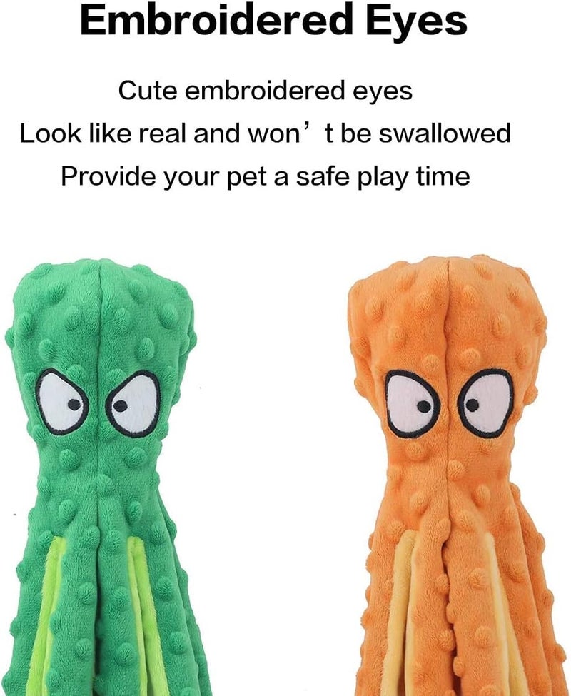 N.C NC Crinkle Plush Dog Toys for Small to Medium Puppy Teething, Interactive for Training & Reducing Boredom - 2 Pack (Green & Orange) - Image 3