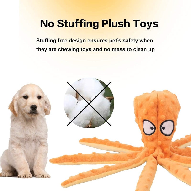 N.C NC Crinkle Plush Dog Toys for Small to Medium Puppy Teething, Interactive for Training & Reducing Boredom - 2 Pack (Green & Orange) - Image 4