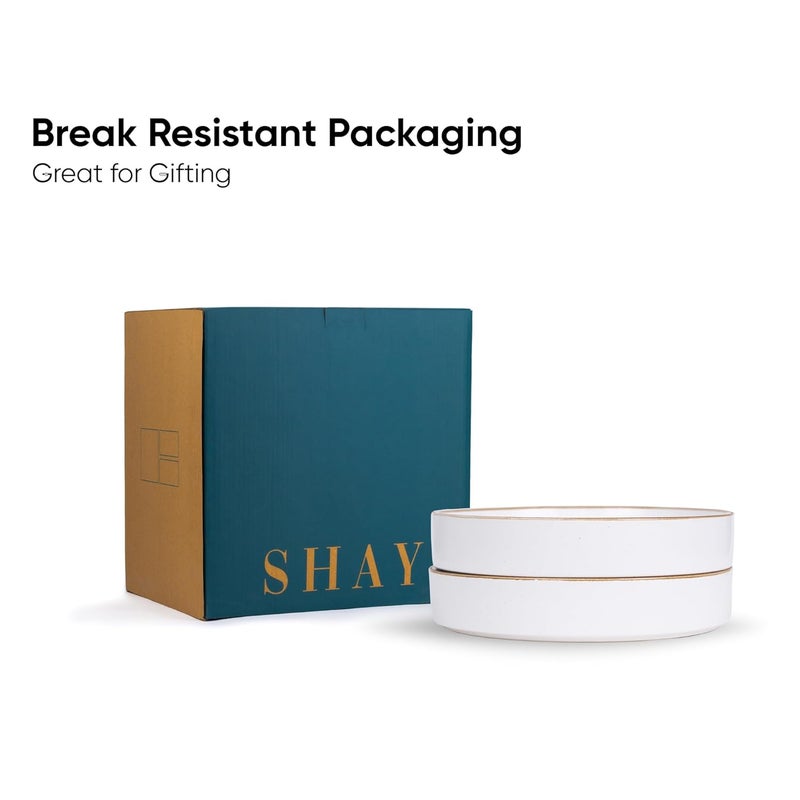 Shay طقم أطباق باستا سيراميك قابلة للتكديس 22 سم 2 قطع بتشطيب مات أبيض - Image 4