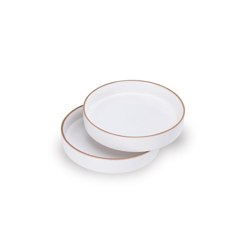 Shay طقم أطباق باستا سيراميك قابلة للتكديس 22 سم 2 قطع بتشطيب مات أبيض - Image 5