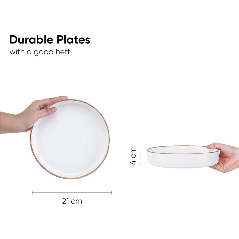 Shay طقم أطباق باستا سيراميك قابلة للتكديس 22 سم 2 قطع بتشطيب مات أبيض - Image 3