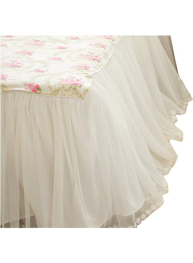 LELVA Dust Ruffled Bed Skirts Queen Size Wrap Around Lace Bed Ruffle with Platform 18 inch Deep Drop Cotton Floral Girls Bed Sheets White - Image 3