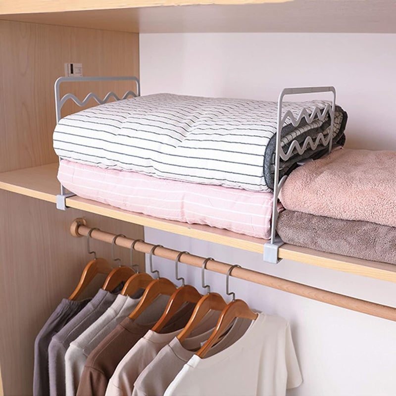Set of 2 Clip-On Shelf Dividers - No-Drill Wardrobe & Cupboard Organizer for Bedroom, Kitchen & Office - Image 5