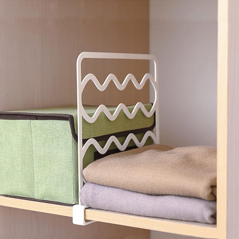 Set of 2 Clip-On Shelf Dividers - No-Drill Wardrobe & Cupboard Organizer for Bedroom, Kitchen & Office - Image 4