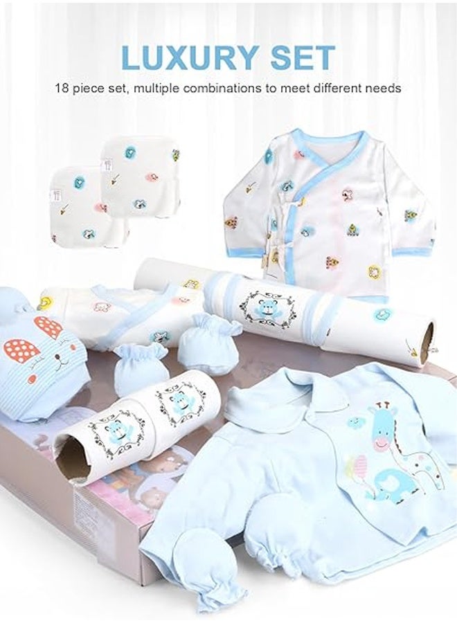 DUNISO 18 قطعة صندوق هدايا للأطفال حديثي الولادة، مجموعة هدايا ملابس الأطفال حديثي الولادة، مجموعة ملابس أطفال قطنية فاخرة قابلة للتنفس، مريحة، ناعمة، قابلة للتنفس، تناسب الأطفال حديثي الولادة حتى 3 أشهر من الأولاد والبنات. - Image 5