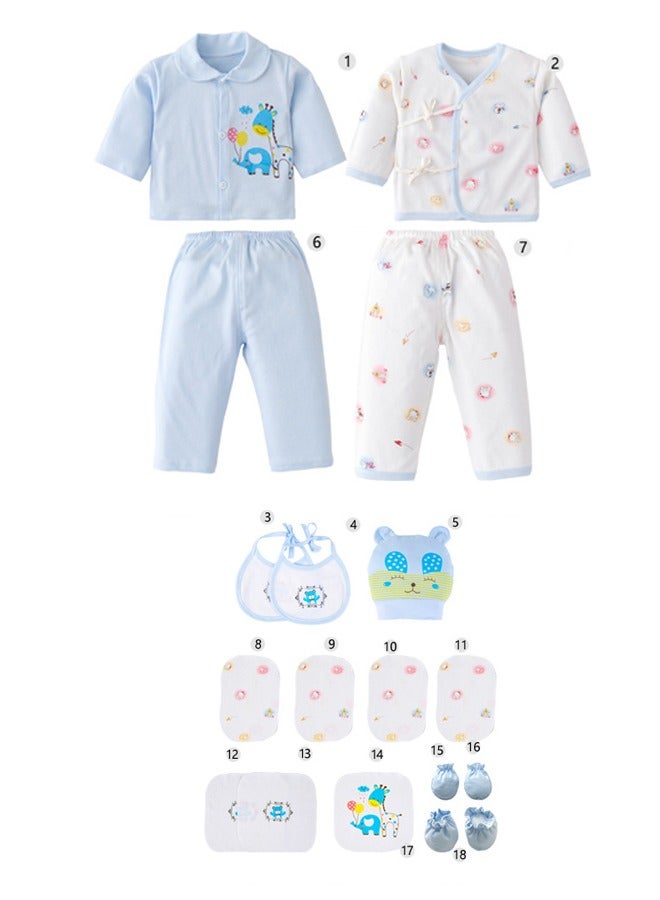 DUNISO 18 قطعة صندوق هدايا للأطفال حديثي الولادة، مجموعة هدايا ملابس الأطفال حديثي الولادة، مجموعة ملابس أطفال قطنية فاخرة قابلة للتنفس، مريحة، ناعمة، قابلة للتنفس، تناسب الأطفال حديثي الولادة حتى 3 أشهر من الأولاد والبنات. - Image 2