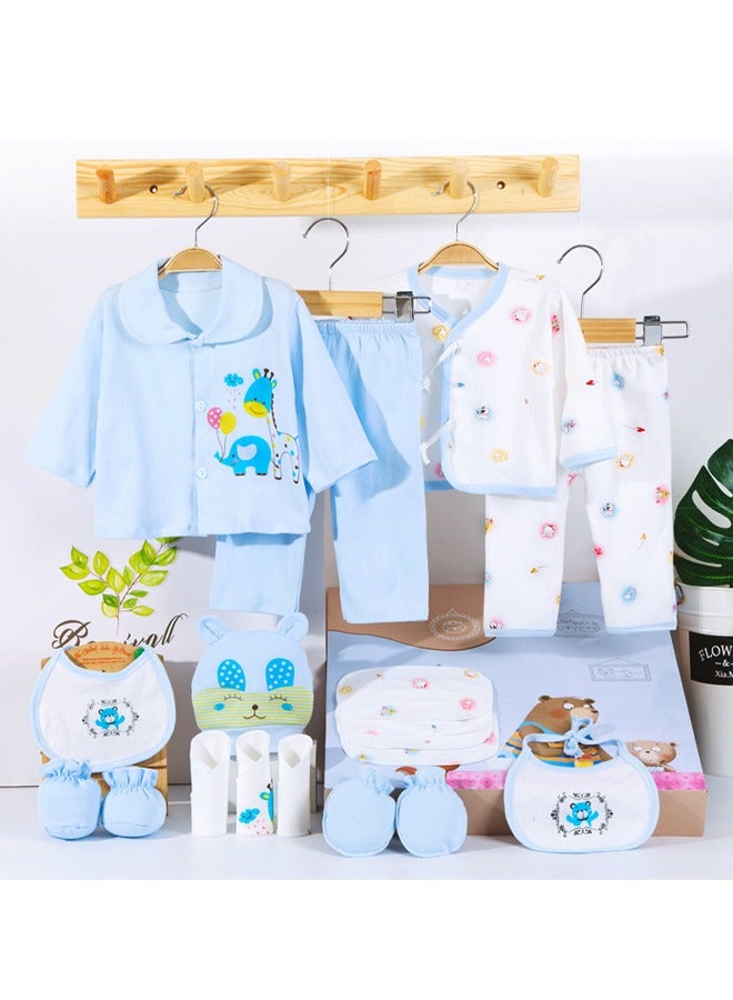 DUNISO 18 قطعة صندوق هدايا للأطفال حديثي الولادة، مجموعة هدايا ملابس الأطفال حديثي الولادة، مجموعة ملابس أطفال قطنية فاخرة قابلة للتنفس، مريحة، ناعمة، قابلة للتنفس، تناسب الأطفال حديثي الولادة حتى 3 أشهر من الأولاد والبنات. - Image 1