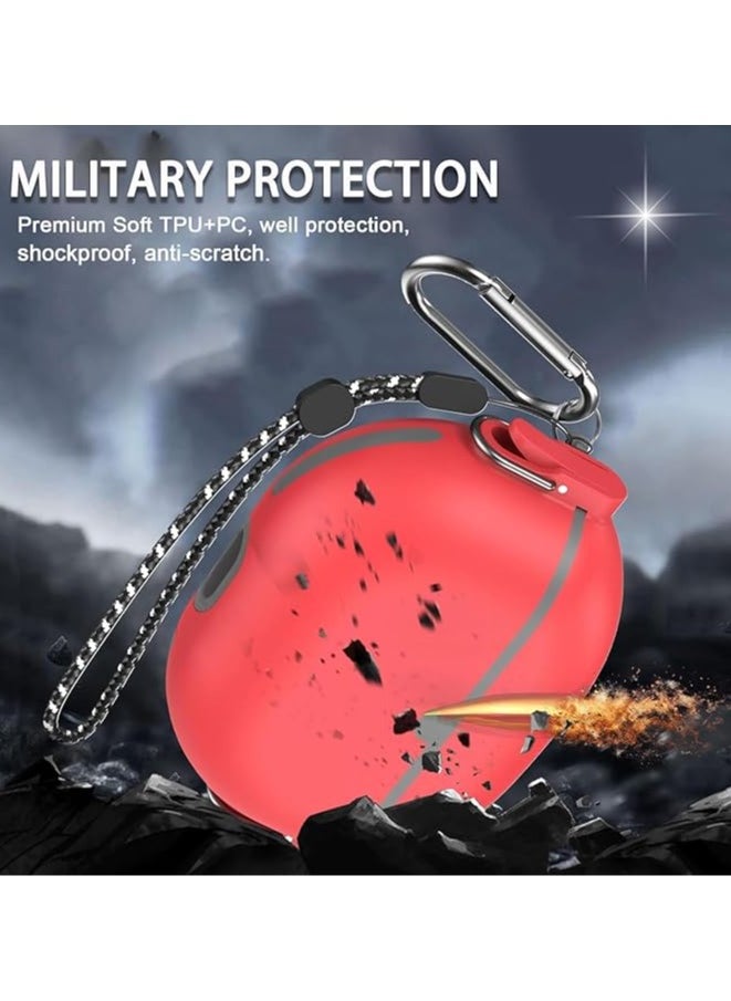 Generic - Case Compatible with Beats Studio Buds Case, [Carabiner + Lanyard] [Safety Lock Switch] TPU Material Anti-Drop Shockproof Protective Case for Beats Studio Buds/Buds+/Buds Plus (Red) - Image 1