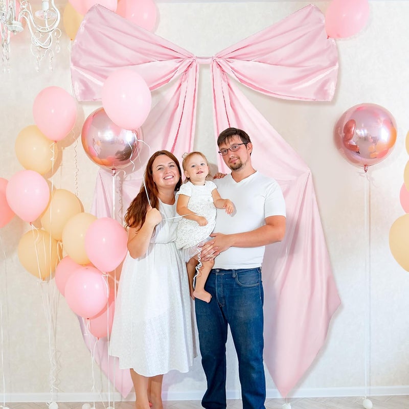 HZYH Extra Large Pink Satin Bow – Wedding & Birthday Party Decorations, Big Ribbon Bow For Arch, Bachelorette, Bridal Shower, Door & Wall Decor - Image 4