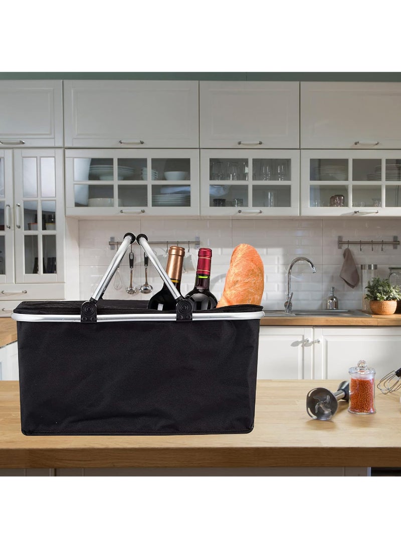 روك بو سلة نزهة معزولة كبيرة 35 لترًا - إطار قوي من الألومنيوم وبطانة مقاومة للماء لسهولة التخزين - خذها للتخييم أو النزهة أو رحلات البحيرة أو العطلات العائلية - تحافظ على الطعام باردًا - Image 4