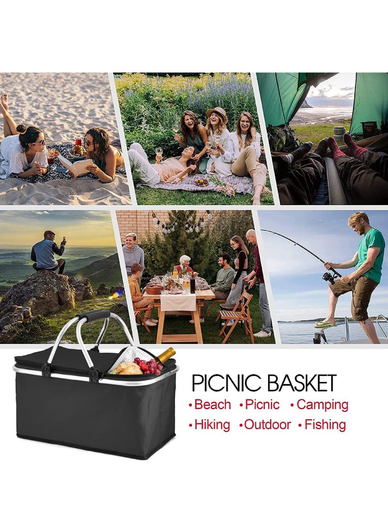 Insulated Large Picnic Basket 35L- Strong Aluminum Frame Waterproof Lining Design for Easy Storage - Take it Camping, Picnicking, Lake Trips or Family Vacations - Keeps Food Cold - pzsku/Z2BBF2F171290D9A137C4Z/45/_/1734683838/cbdacd01-a028-4459-93c5-7d8f02120d77