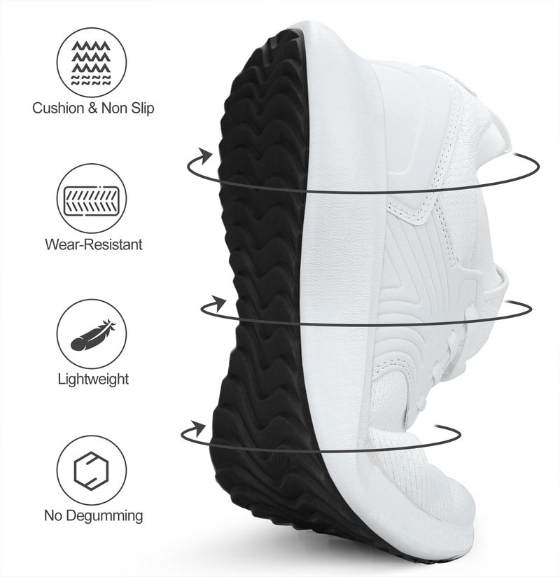 Abboos Womens Running Shoes Lightweight Slip on Walking Shoes Comfortable Athletic Gym Tennis Shoes White 7.5 - Image 3