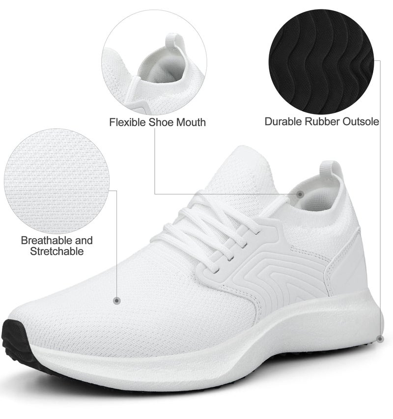 Abboos Womens Running Shoes Lightweight Slip on Walking Shoes Comfortable Athletic Gym Tennis Shoes White 7.5 - Image 2