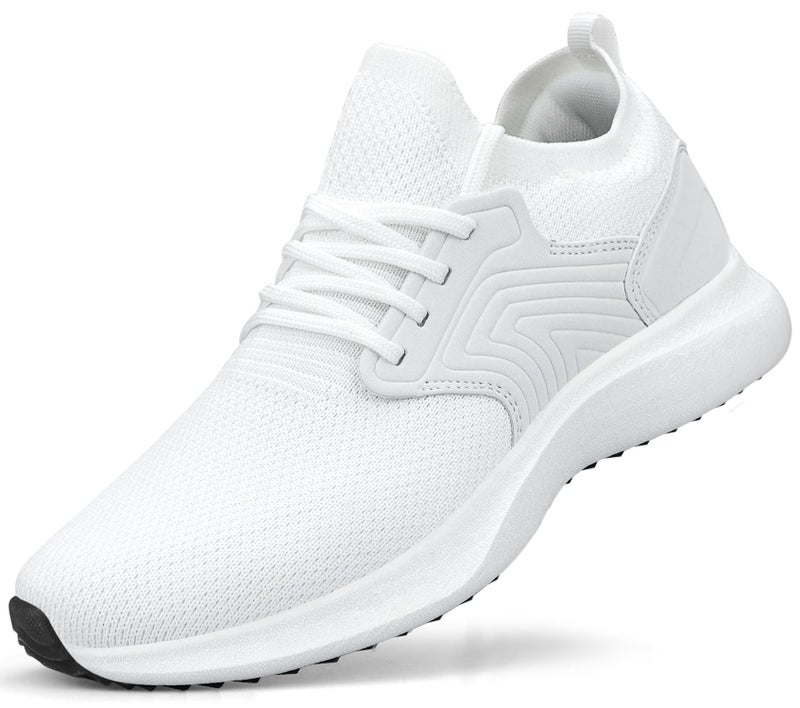 Abboos Womens Running Shoes Lightweight Slip on Walking Shoes Comfortable Athletic Gym Tennis Shoes White 7.5 - Image 1