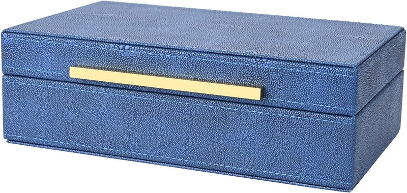 XIGEXIGE Navy Blue Shagreen box Faux Leather Decorative Box,Keepsake And Memory Storage Small Decorative Boxes with Lids for Modern Home Decor Jewelry Box Organizer - Image 2