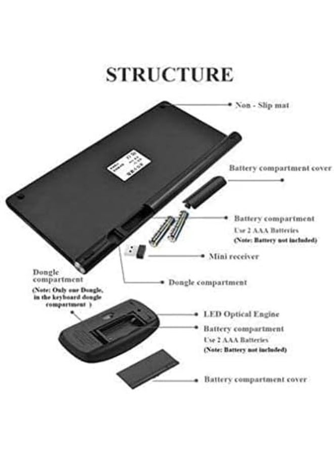 مجموعة لوحة مفاتيح وماوس لاسلكية 2.4 جيجاهرتز مع مستقبل USB، مفاتيح هادئة، تصميم مدمج للكمبيوتر المحمول والمكتبي والماك والتابلت - أسود - Image 5