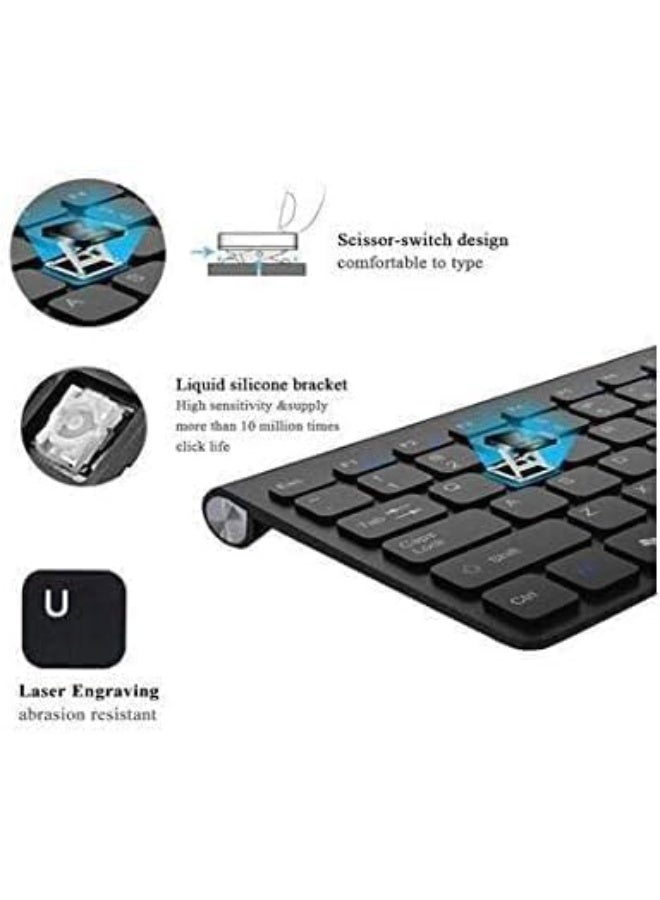 مجموعة لوحة مفاتيح وماوس لاسلكية 2.4 جيجاهرتز مع مستقبل USB، مفاتيح هادئة، تصميم مدمج للكمبيوتر المحمول والمكتبي والماك والتابلت - أسود - Image 2