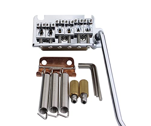 Guyker Non-locking 2 Point Guitar Tremolo Bridge with Tremolo System Saddle and Full Size Brass Block CNC Machine Replacement Part (Chrome, GG510) - Image 1