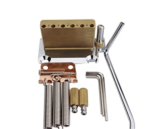 Guyker Non-locking 2 Point Guitar Tremolo Bridge with Tremolo System Saddle and Full Size Brass Block CNC Machine Replacement Part (Chrome, GG510) - Image 3