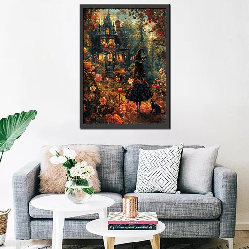 Tucocoo 1000 Piece Jigsaw PuzzleHalloween Dress Witch Puzzles 1000 Pieces for AdultsBlack Cat Puzzles for Adults Puzzles for Adults 1000 Pieces Fall Pumpkin Puzzles Garden Countyard - Image 3