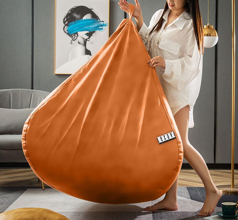 LEXAVI Brand 4XL Luxury Bean Bag with Footrest Free Pillow Without Beans Fillers Only Cover Original Faux Leatherette Beanbag with Ultra Soft Comfort Single Seating 4XL Gold - Image 2